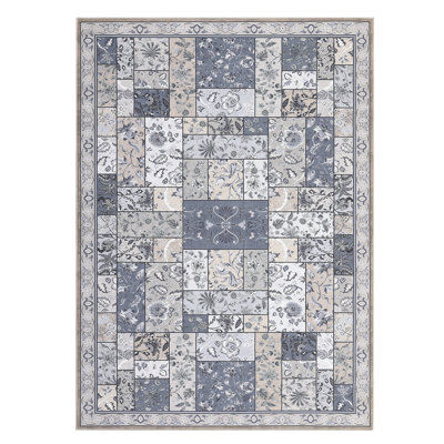 Oriental Machine Washable Rug with Rubber Backing for Living Room Vintage Non-Slip Dining Room Rug Easy-Cleaning Plaid Floor Carpet for Bedroom Hallway Kitchen Office Playroom