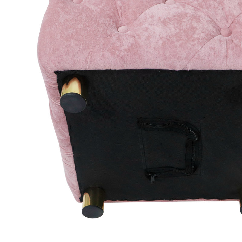 Banc rembourré en velours Asharie, Rose