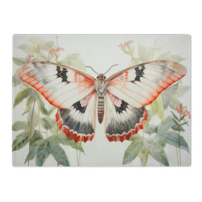 Moth Watercolour No.2  Glass Chopping Board