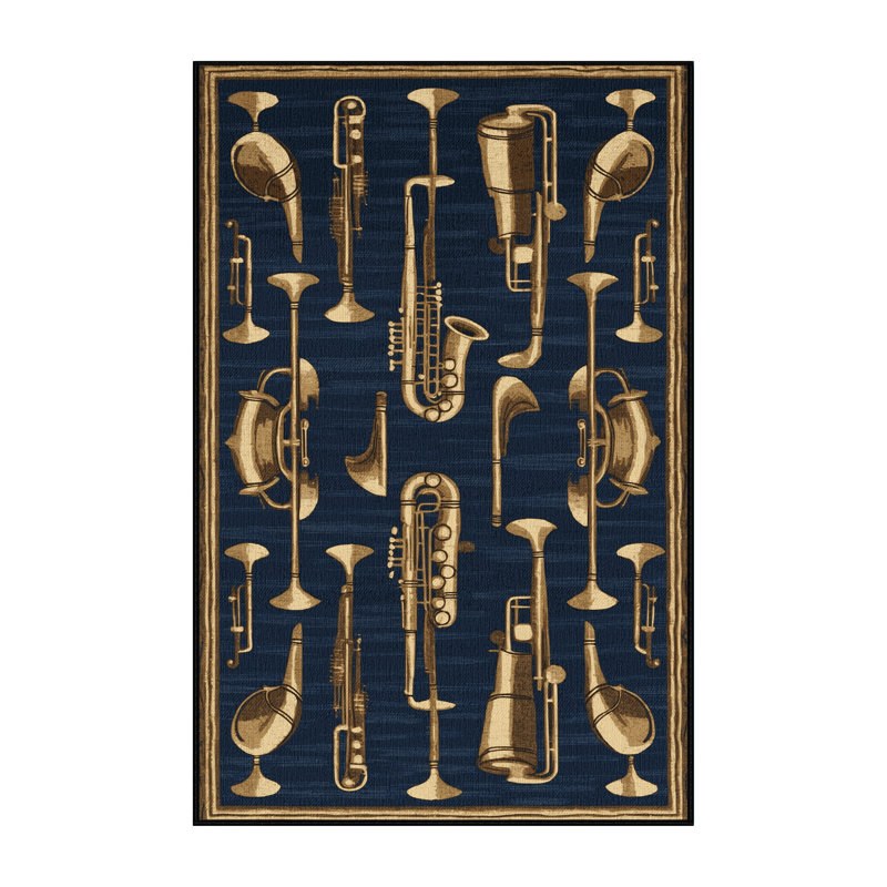 Washable Jazz Club Aesthetics Music Area Rug, Runner 2' x 4'