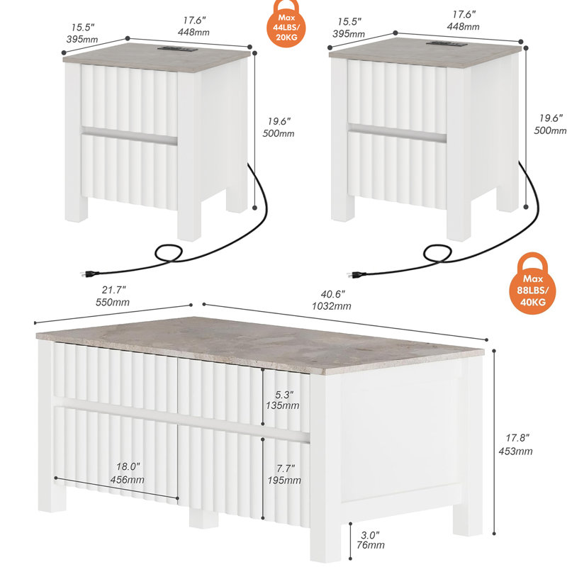 Ensemble de tables basses 2 pièces Nasean