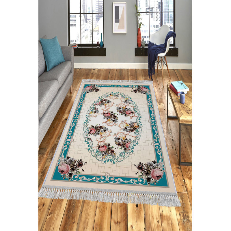 Luxurious Velvet Area Rug, 5.2 x 7.5 ft | 100% Velvet Fabric, 100% Cotton Sole, 0.4 in Pile Height | Antibacterial, Non-Slip, Machine Washable | Elegant 3D Digital Print, Perfect for Living Room & Bedroom Décor