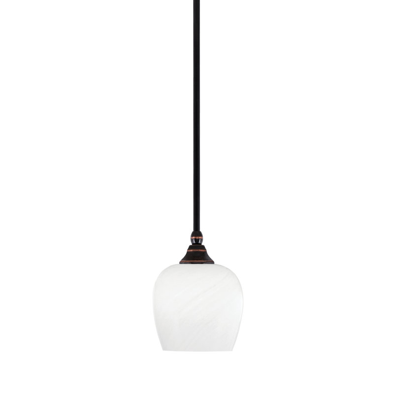 Stem Hung Mini Pendant With 6" Glass, White