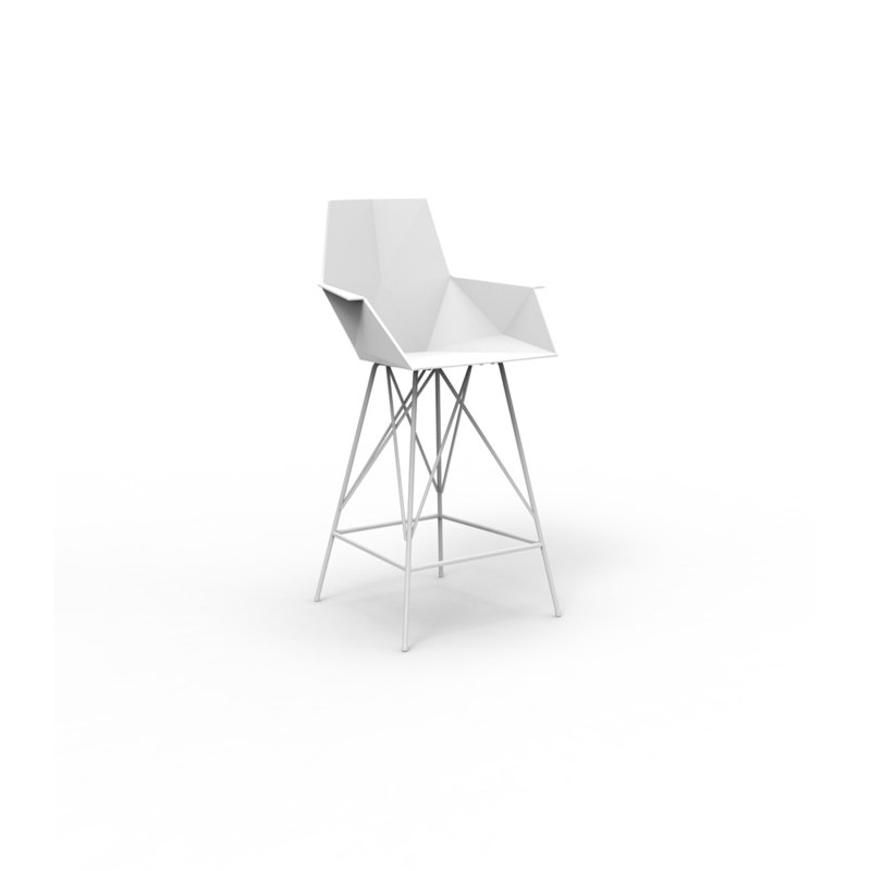 Tabouret de bar Faz, Tabouret de comptoir (siège d'une hauteur de 26 p, Blanc