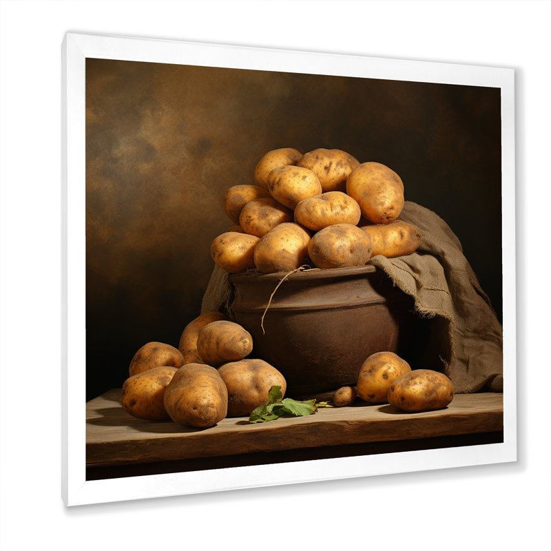 «Potato Amber» sur toile, H 16 po x l 16 po x P 1 po, Cadre simple blanc