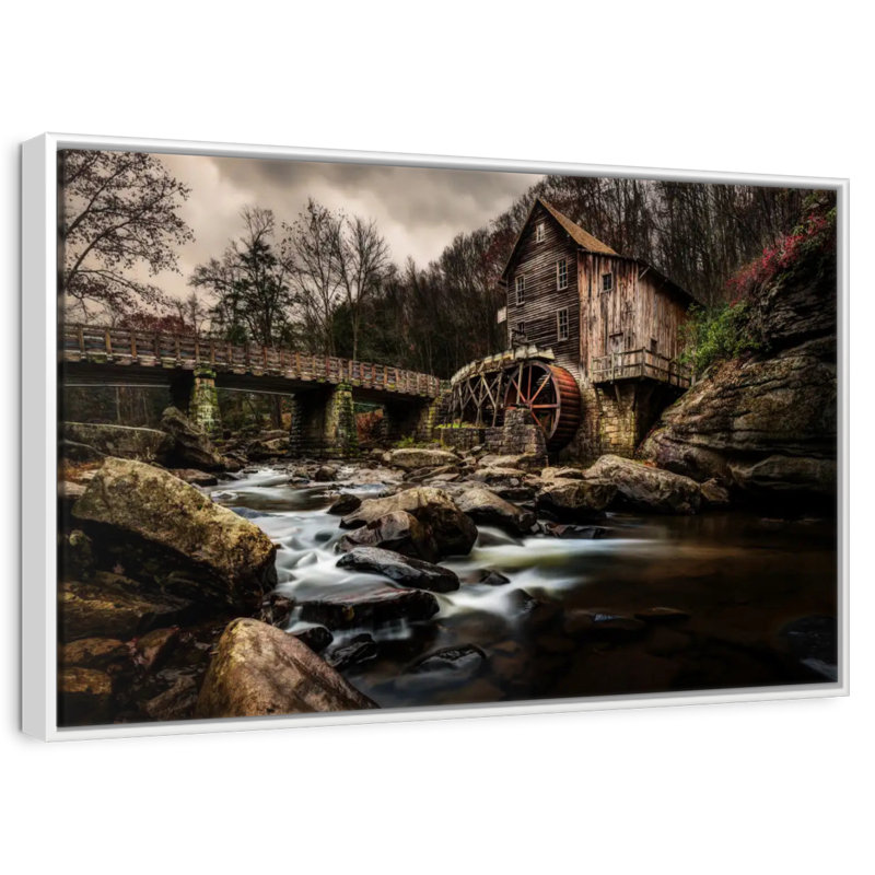Moulin à charbon au parc Babcock, Cadre flottant blanc, 37 po x 25 po