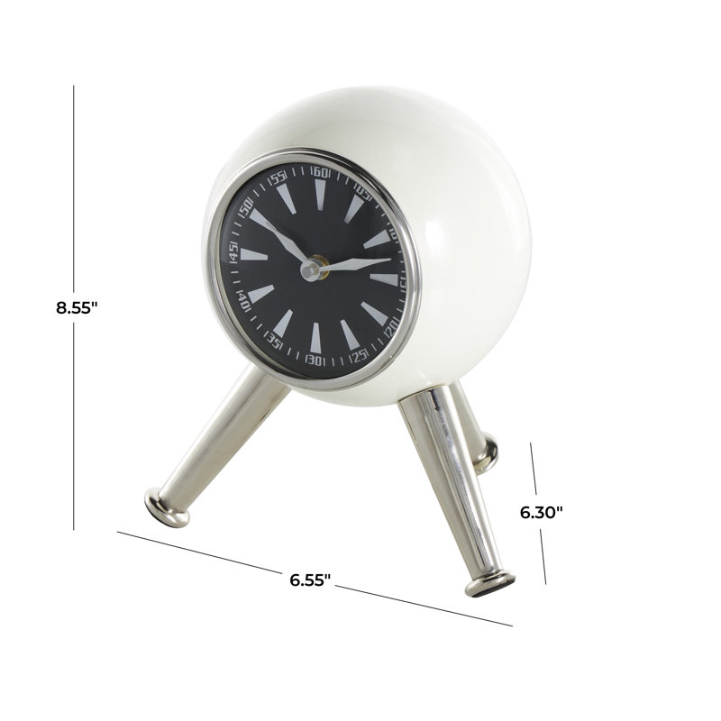 Adom Analog Metal Quartz Tabletop Clock, White
