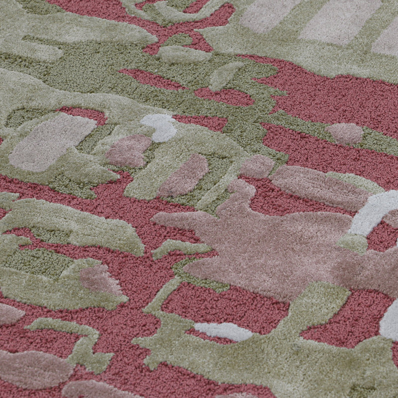 Cascades Hand-Tufted Indoor Rug Abstract Impressionist Pink Green Blue , Runner 2'6" x 8'