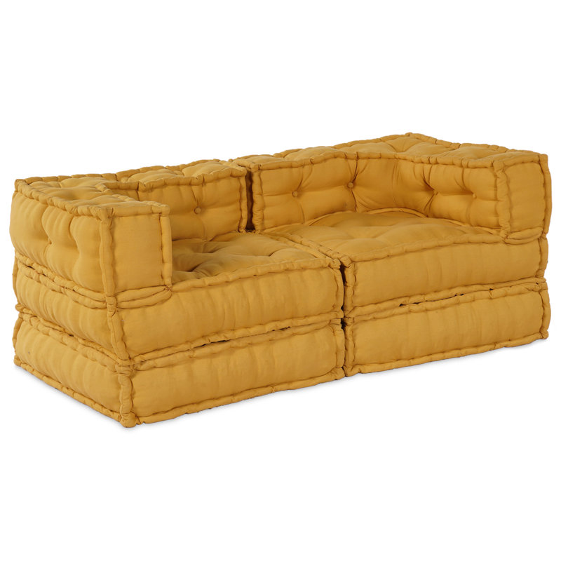 Modular Patchwork Sofa Fabric Living Room Modern Indoor Adaptable Couch, Yellow