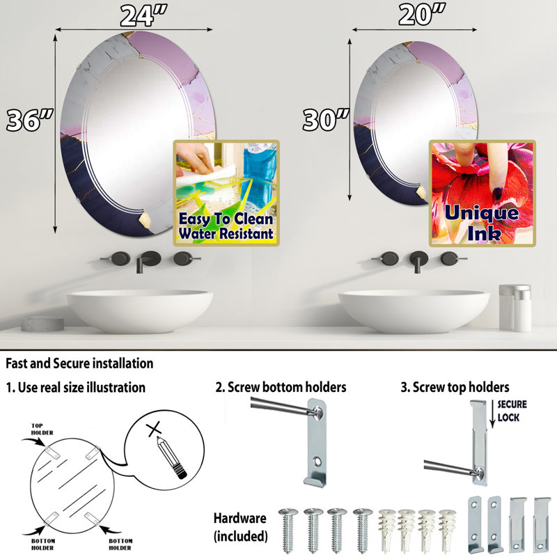 Miroir mural Quevon, 36 po x 24 po