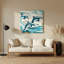 «Hawaiian Dolphins», art mural en métal bleu-767680432