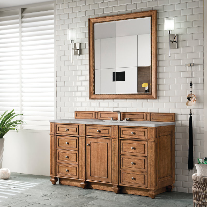 Bristol 60'' W Single Vanity, Saddle Brown, Victorian Silver, 8" Widespread