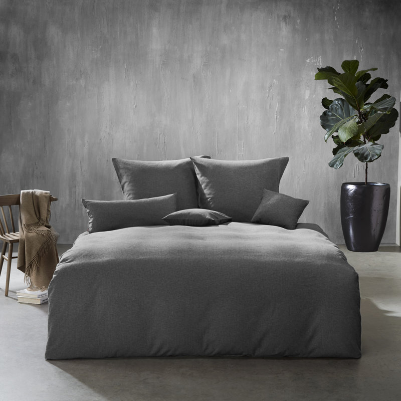 Lech 100% cotton 110 TC Duvet Cover Set, Granite, Double - 2 Pillowcases (80 x 80 cm)