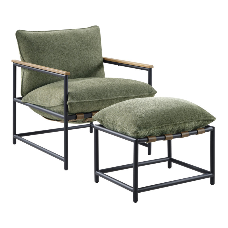 Fauteuil et repose-pieds Sanders, Vert