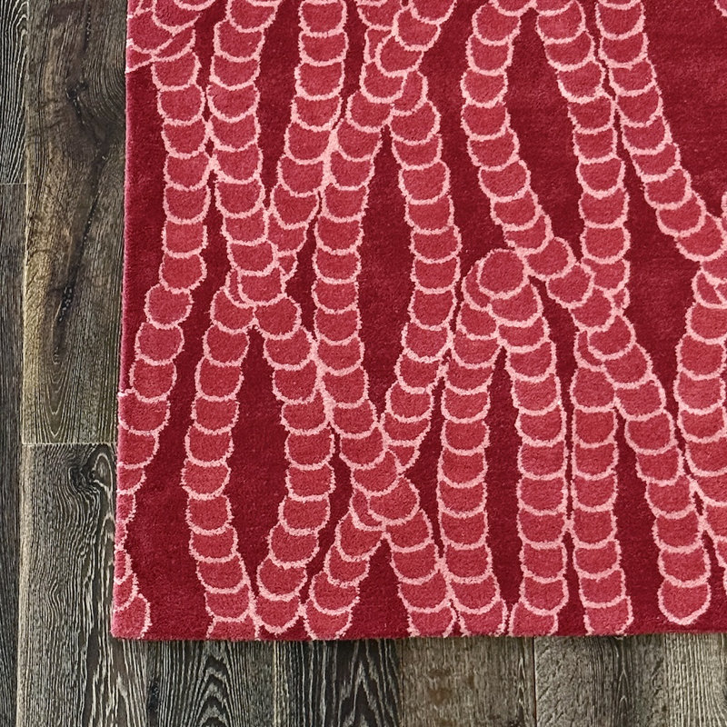 Tapis rouge en laine touffeté à la main Purdue