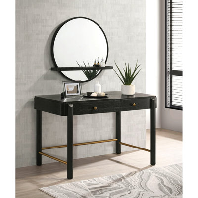 Black 2-Drawer Vanity Desk Makeup Table For Bedroom