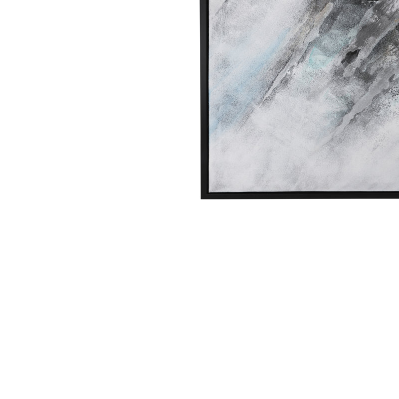 Toile abstraite, cadre gris sur fond noir, rectangle