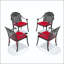 Chaise de patio en fonte d'aluminium avec coussins rouges (ensemble de 4)-130624069