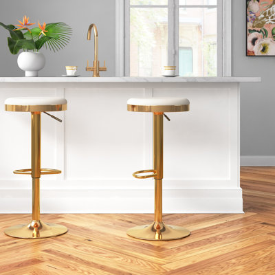 Kameron Swivel Upholstered Adjustable Height Counter Stool with Metal Frame