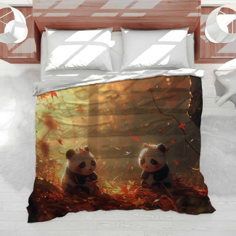 Édredon en mélange de coton Pandas Wildlife, Édredon simple