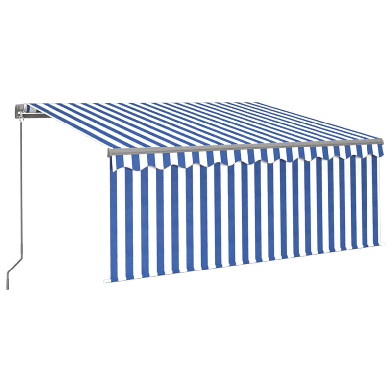 Dakota Fields 250cm D Fabric Yellow&White Cover Retractable Patio Awning, Blue/White, 3m W x 2.5m D