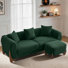 87" Upholstered Sherpa Boucle Sofa With Ottoman - Modern Couch Set with Solid Wood Legs