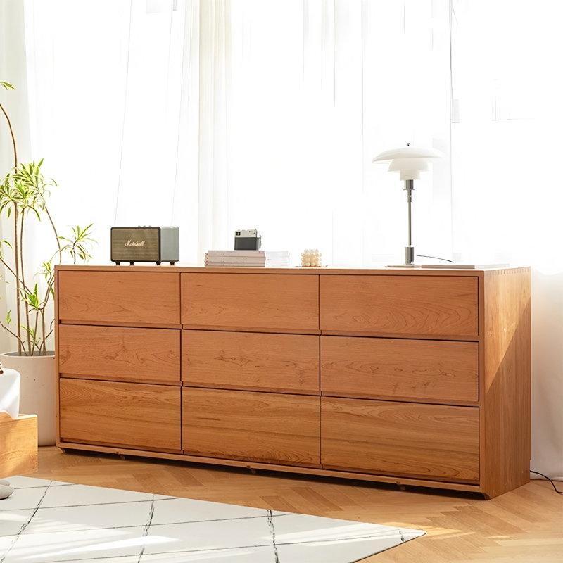Table de buffet à poignées en bois Groove