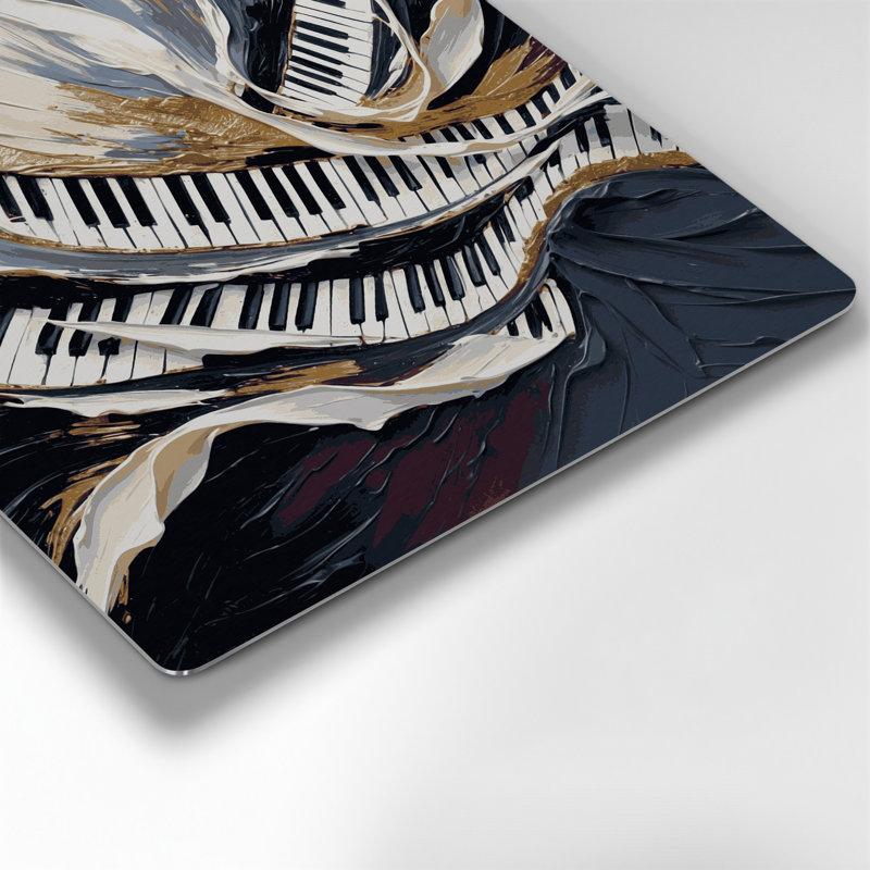 «Music Piano Key Patterns», art mural en métal gris, H 12 po x l 12 po