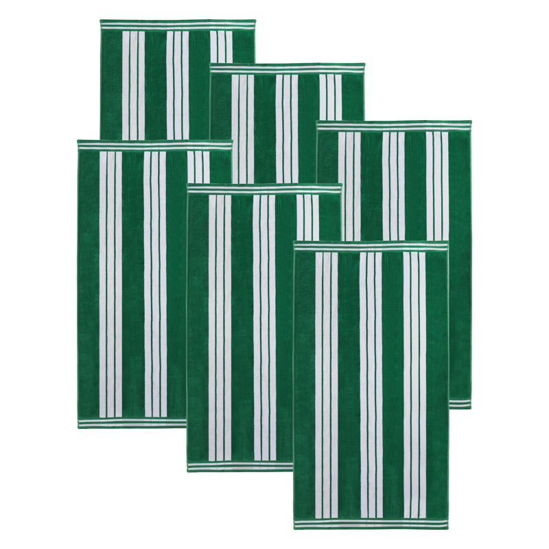 Serviette de plage Chira, Vert foncé, Serviette de plage - paquet de 6