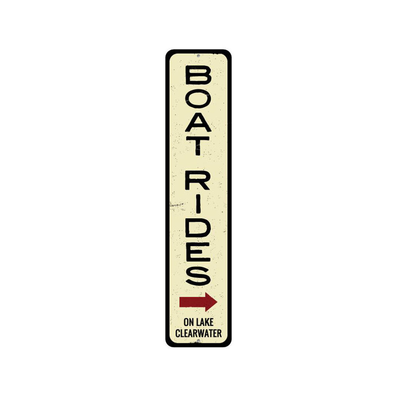 Boat Rides Vertical Sign - 4" X 18", 4" H x 18" W x 0.04" D