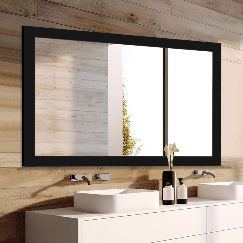 Wood Rectangle Mirror, Black, 54" x 36"