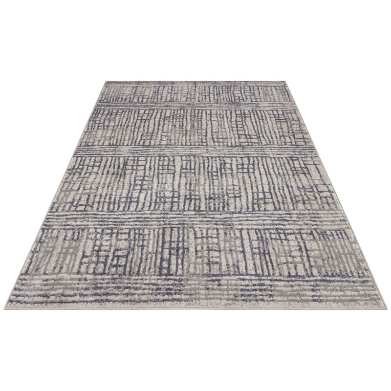 Machine Woven 100% Polypropylene Ivory/Grey/Beige Rug, Rectangular 120cm x 170cm