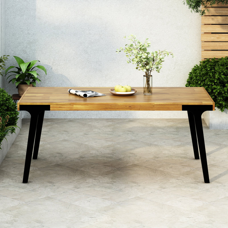 Élégante table de salle à manger résistante aux intempéries, 69 po de long, mangeant du bois, 6