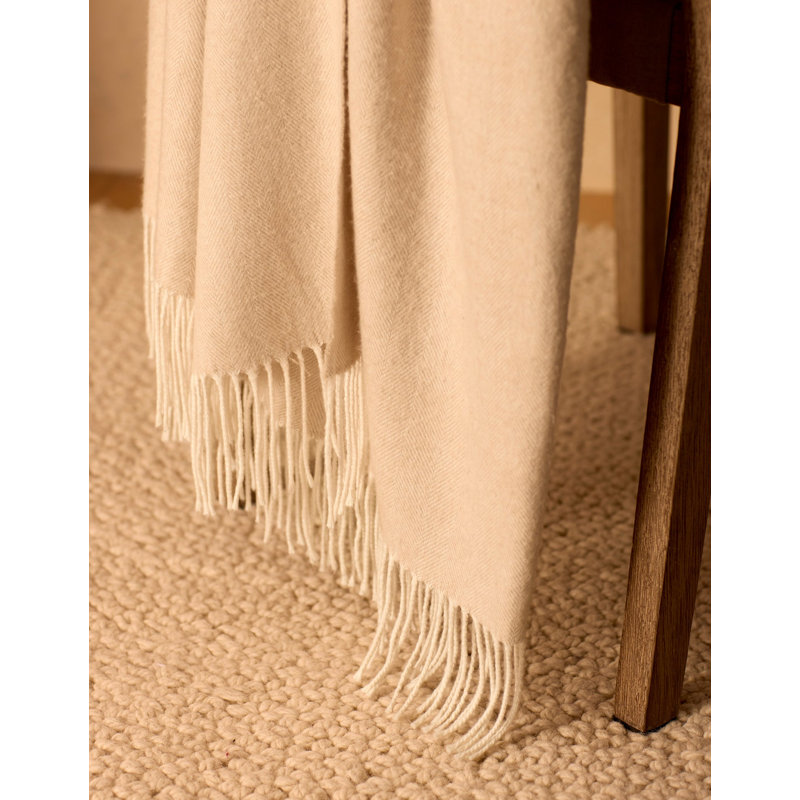 Bamboo Herringbone Tassel Throw, Oatmeal