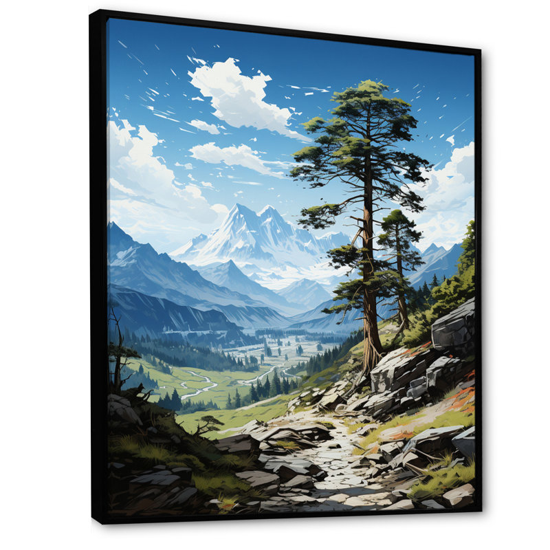 «Pine Tree Solitude Parmi», reproduction sur cadre flottant sur toile, H 44 po x l 34 po x P 1,5 po, Cadre photo noir
