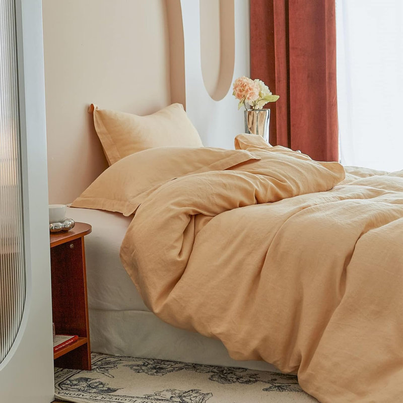 100% Linen Duvet Cover Set, Sand, Full Duvet Cover + 2 pillowcases