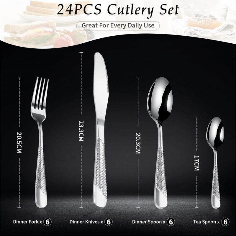 Ebern Designs Melenia 24 Piece Cutlery Set , Service for 6