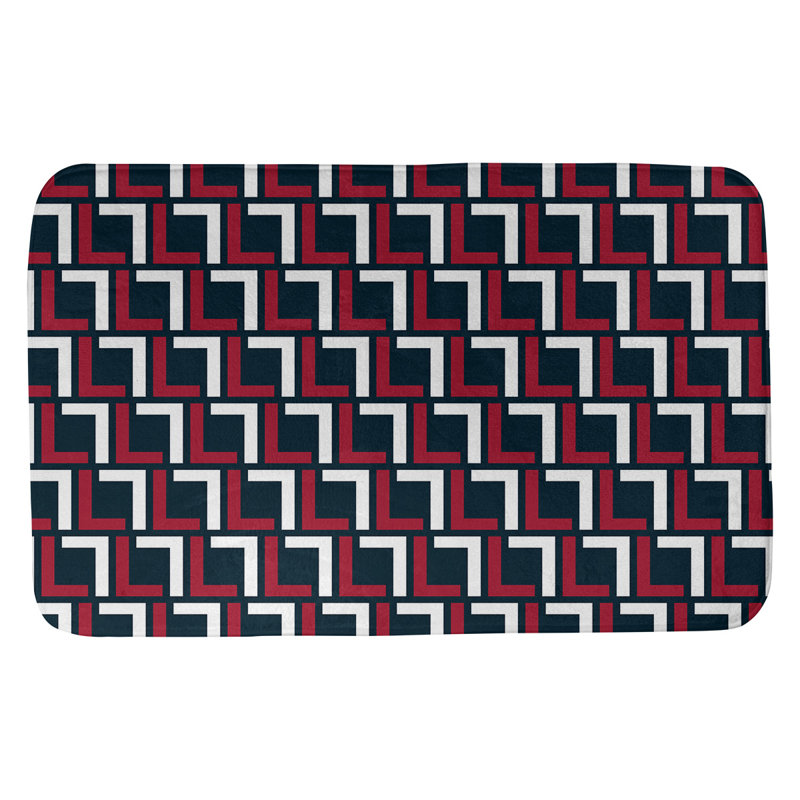 Tapis pour salle de bain Baltimore, l 17 po x L 24 po, Deep Steel Blue/Battle Red/White
