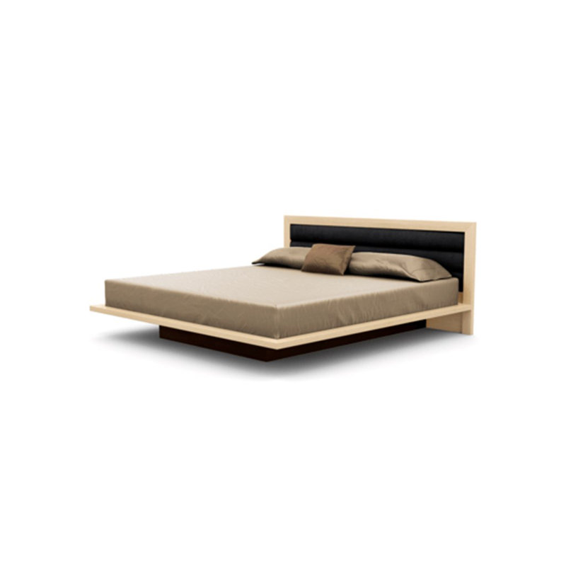 Moduluxe Upholstered Bed, King, Onyx, Natural Cherry
