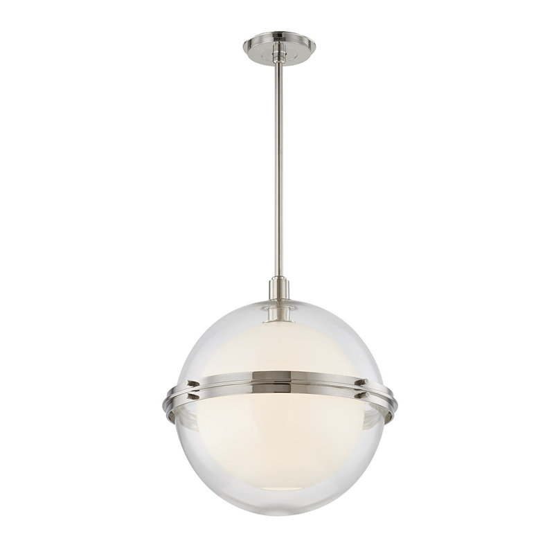 Northport 1 - Light Single Globe Pendant, 19.5" H x 18" W x 18" D, Polished Nickel