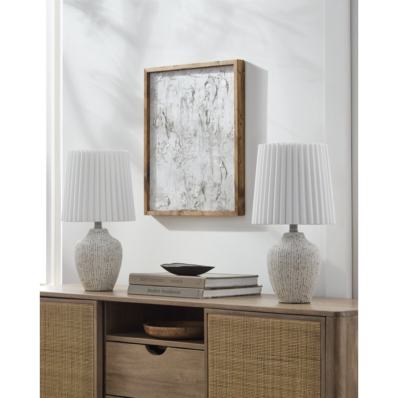 Zelman Table Lamp, Cream, White