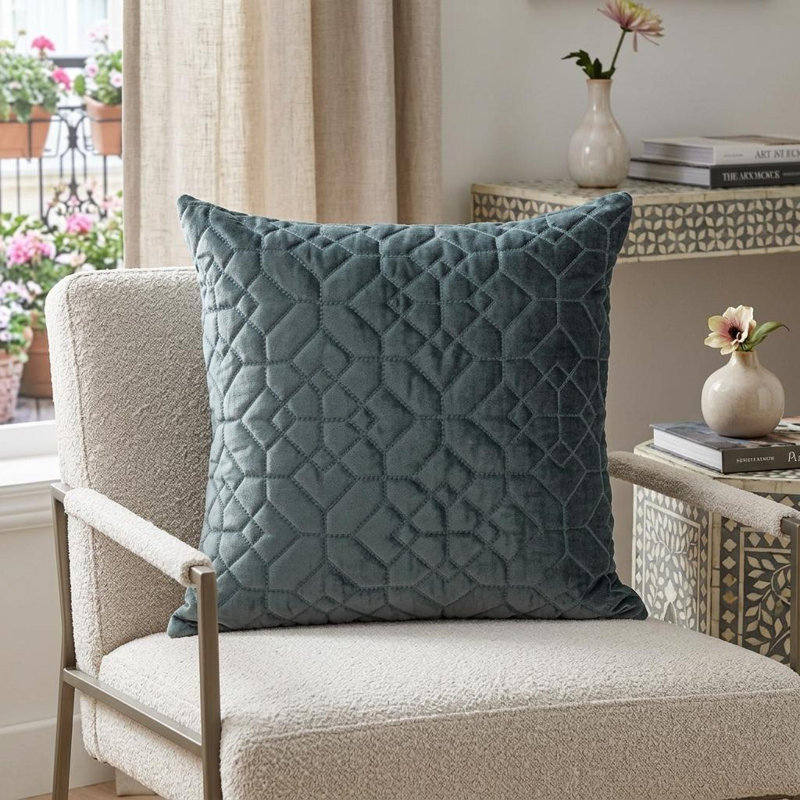 Sora Transitional Quilted Gray/Charcoal Throw Pillow, Charcoal