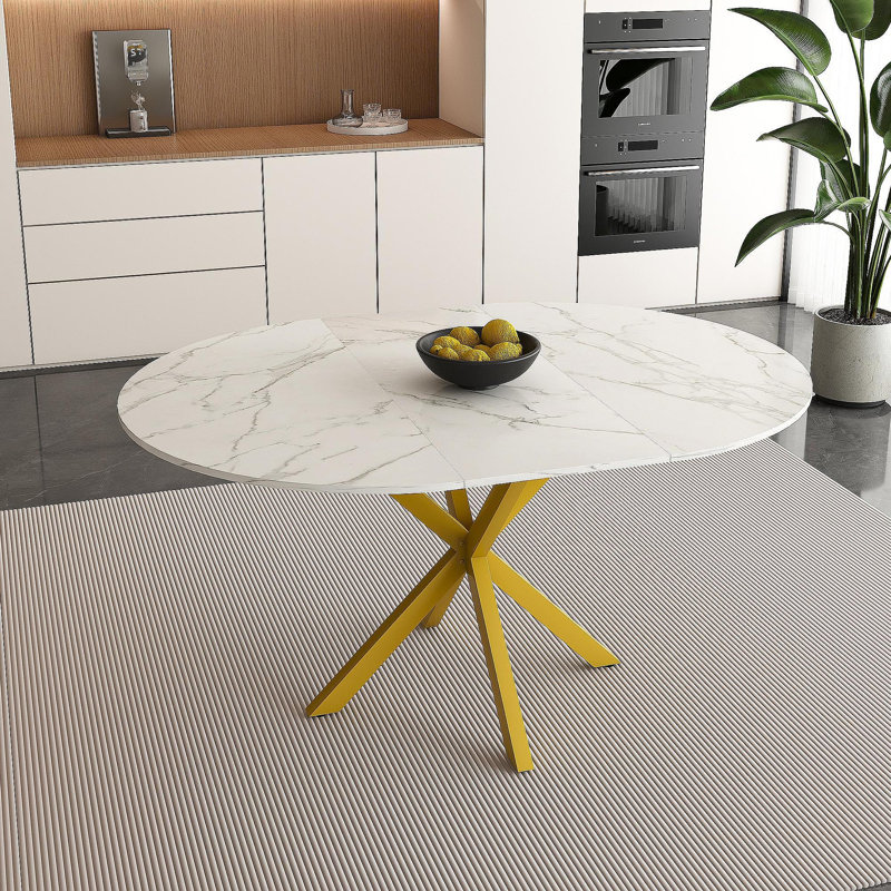 Table de salle à manger moderne et simple avec pales extensibles, base en acier au carbone en X, robuste et durable, convenant aux restaurants, petits appartements et cuisines (peut accueillir 4 à 6 personnes)
