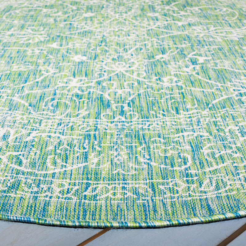 Eley Oriental Green Indoor/Outdoor Area Rug, Square 5'3"