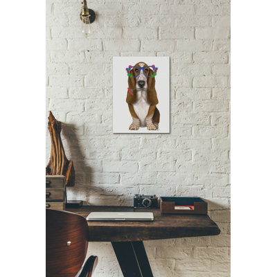 «Basset Hound Flower Glasses» par Fab Funky, art mural sur toile