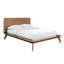 Lit double en bois de noyer massif de style Mid-Century contemporain, tête de lit à panneau, pieds fuselés, cadre de lit en bois moderne avec matelas, plateforme avec tête de lit-130734183