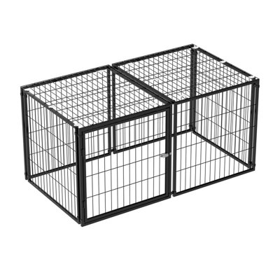 Large Dog Cage Dog Kennel for Medium Dogs Puppy Dog Playpen with Top, Pet Cage, Indoor, Black.