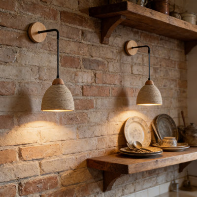 Handcrafted Microcement Wall Sconce Set Of 2, Modern Industrial Wall Light With Adjustable Cord And Warm Glow For Hallway, Bedroom, Staircase, And Living Room