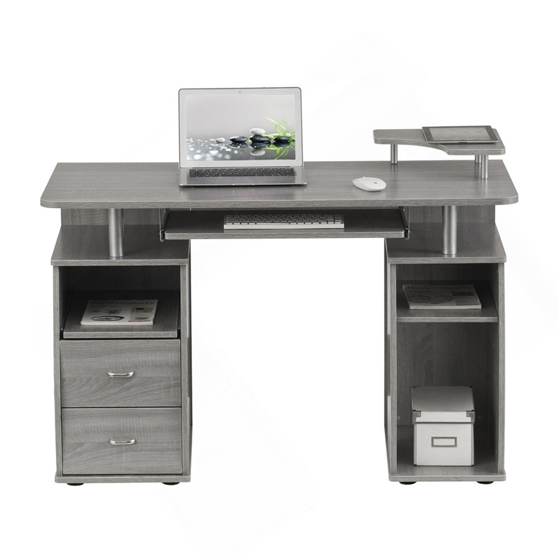 Bureau d'ordinateur avec rangement Techni Mobile, Gris