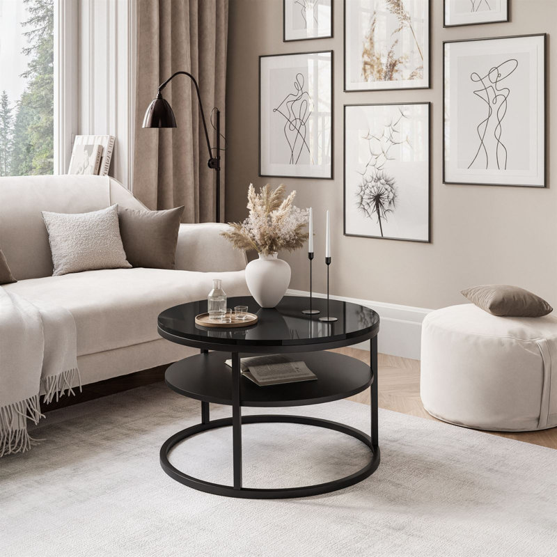 Pater Frame Coffee Table with Storage, High-gloss black